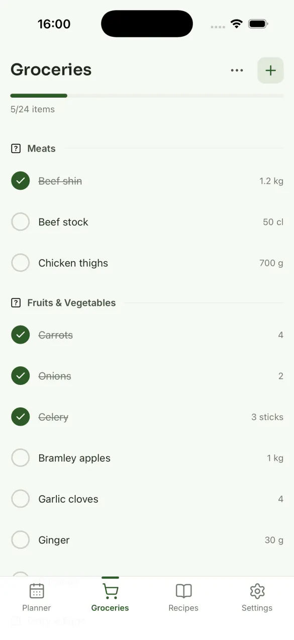 Yumiam — the shared grocery list, sorted by aisle