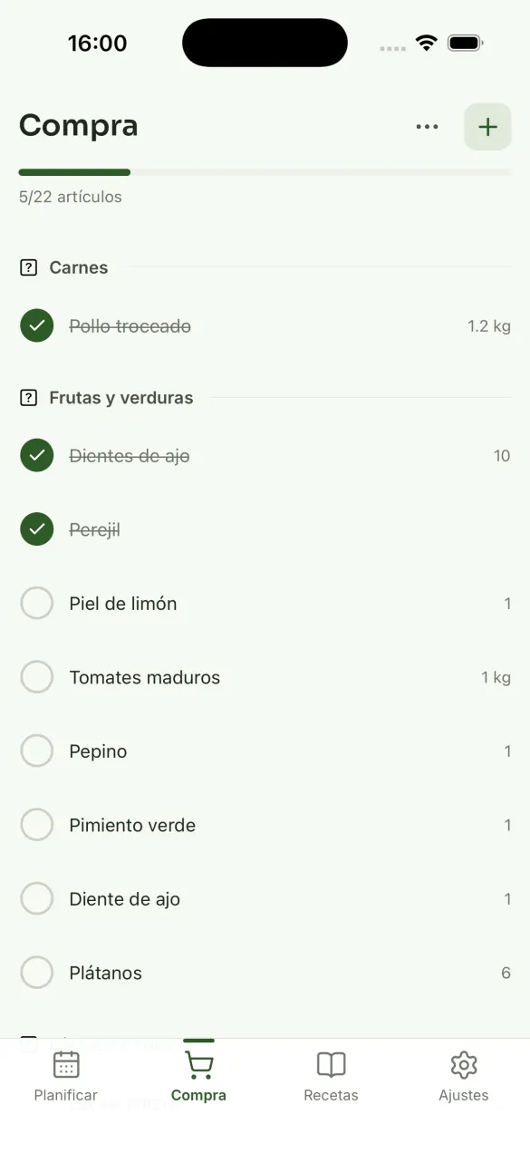 Yumiam — la lista de la compra compartida, ordenada por secciones