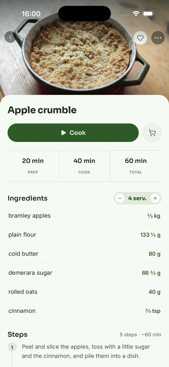 Yumiam — a recipe, ingredients scaled to the number of people