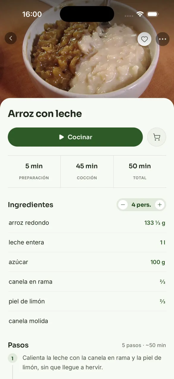 Yumiam — una receta, con los ingredientes ajustados al número de personas