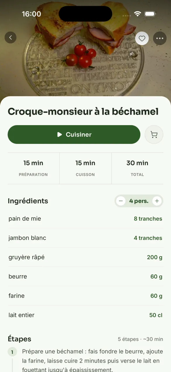 Yumiam — une recette, ingrédients ajustés au nombre de personnes